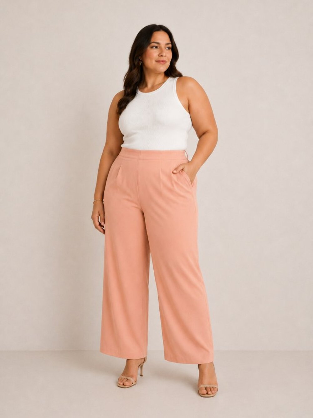 ✨ Elegant Worthington blush pink wide-leg cropped pants